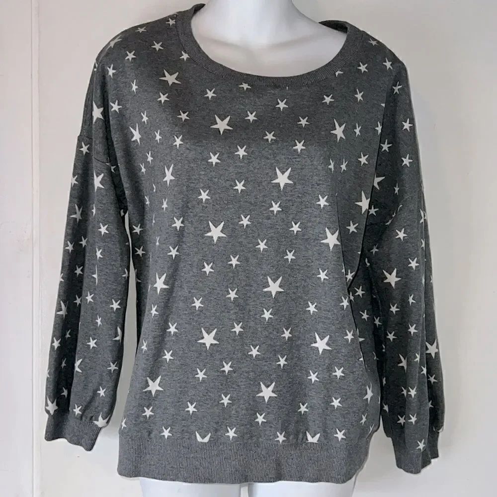 STORIA Grey Knit Star Print Sweater-S